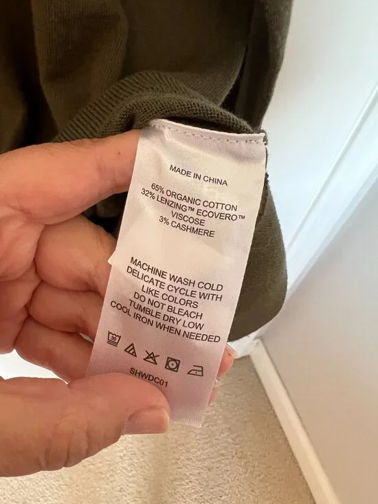 Quince XL Lightweight Cotton Cashmere Crew Sweater, Green - Picture 7 of 9